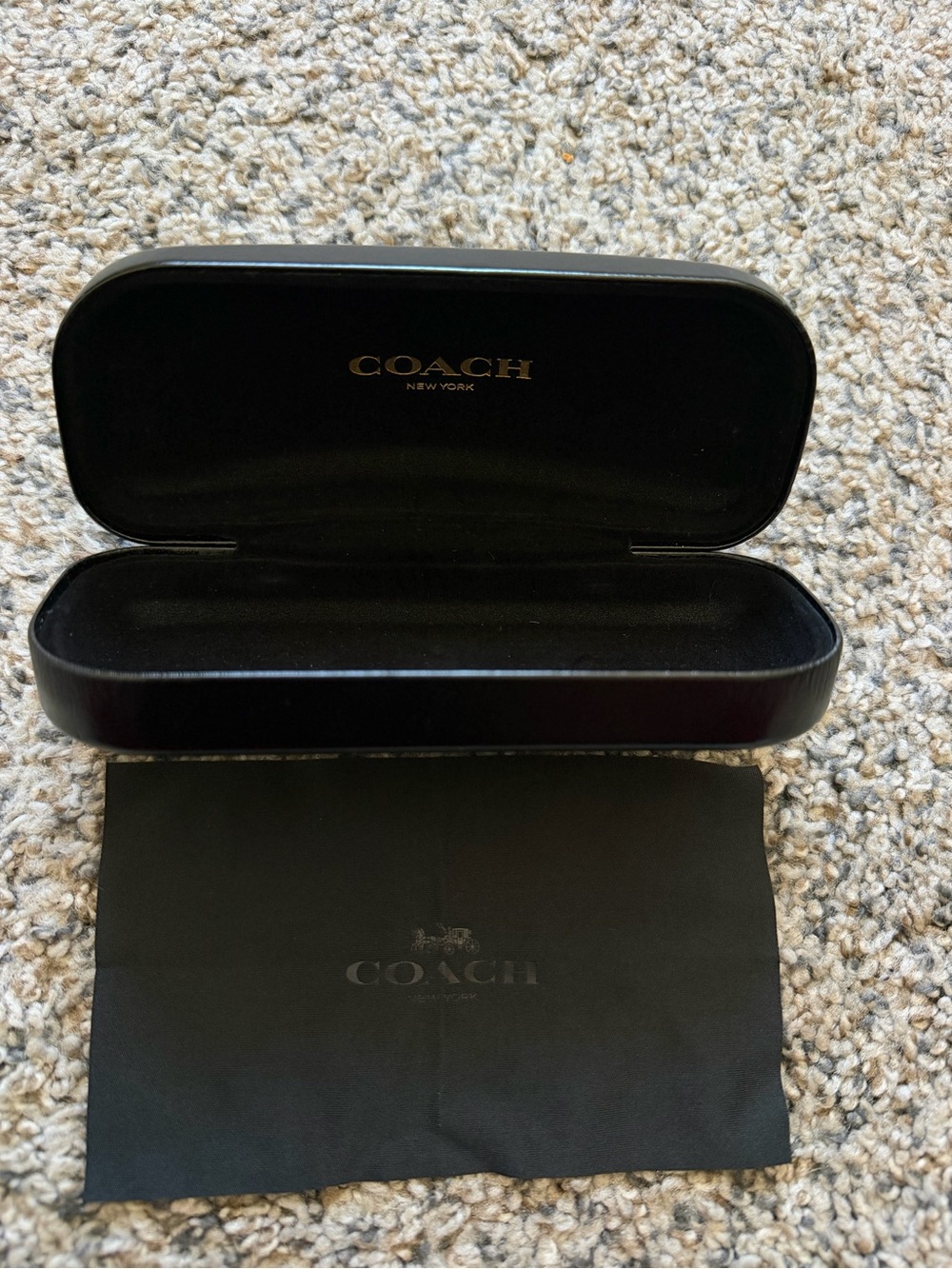 Coach Black Hard Plastic Case for Glasses with Cloth Pouch Unisex